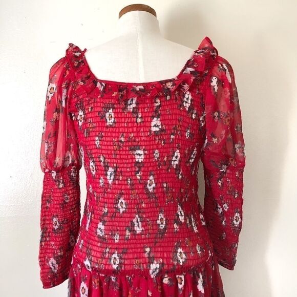 Urban Outfitters Red floral Smocked maxi dress - Picture 7 of 10